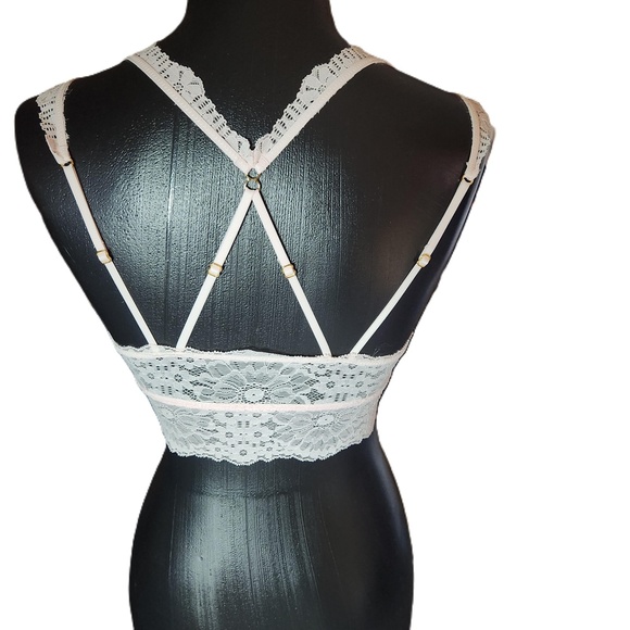 Aerie Pink Lace V Neck Bralette Small NWT - Picture 3 of 4